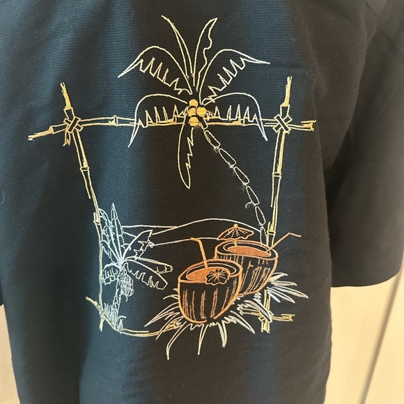 Tropical Graphic Button-Down Shirt - Black - Picture 1 of 5